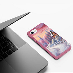 Чехол iPhone 7/8 матовый Волшебное сияние новогодних огней, цвет: 3D-малиновый — фото 2