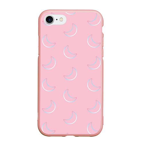 Чехол iPhone 7/8 матовый Розовая луна / 3D-Светло-розовый – фото 1