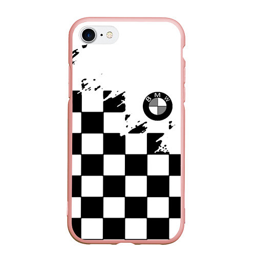 Чехол iPhone 7/8 матовый BMW black geometry splash / 3D-Светло-розовый – фото 1