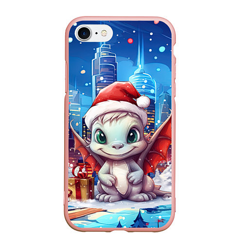 Чехол iPhone 7/8 матовый Дракон снежное пламя / 3D-Светло-розовый – фото 1