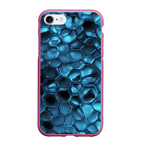 Чехол iPhone 7/8 матовый Синее стекло / 3D-Малиновый – фото 1