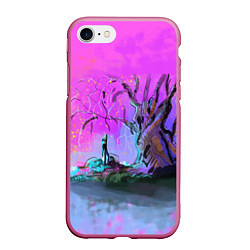 Чехол iPhone 7/8 матовый Волшебное дерево, цвет: 3D-малиновый