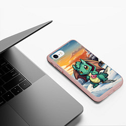 Чехол iPhone 7/8 матовый Милый дракончик зеленый, цвет: 3D-светло-розовый — фото 2