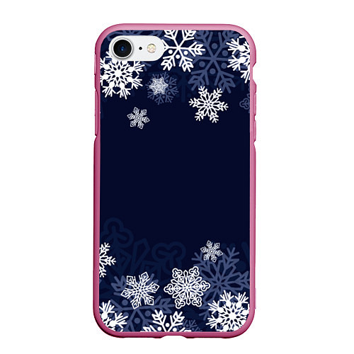 Чехол iPhone 7/8 матовый Воздушные снежинки / 3D-Малиновый – фото 1