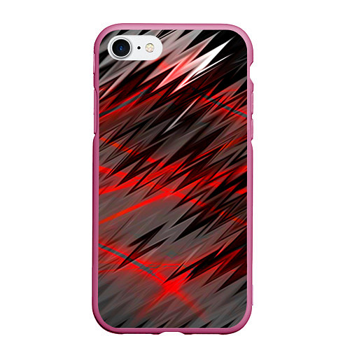 Чехол iPhone 7/8 матовый Красные полосы надрезы / 3D-Малиновый – фото 1
