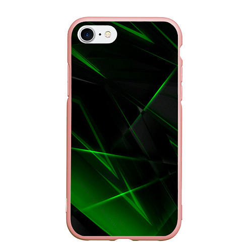 Чехол iPhone 7/8 матовый Зелёные узоры текстура / 3D-Светло-розовый – фото 1