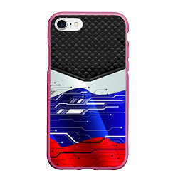 Чехол iPhone 7/8 матовый Стёганные ромбы: русский хакер, цвет: 3D-малиновый