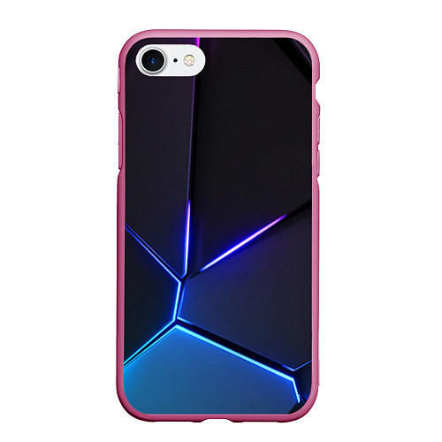 Чехол iPhone 7/8 матовый Пурпурный разлом - абстракция / 3D-Малиновый – фото 1