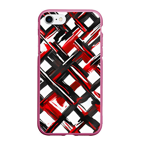 Чехол iPhone 7/8 матовый Красные и чёрные мазки / 3D-Малиновый – фото 1
