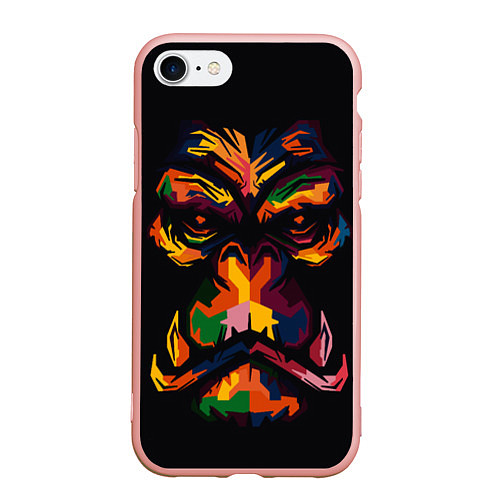 Чехол iPhone 7/8 матовый Морда гориллы поп-арт / 3D-Светло-розовый – фото 1