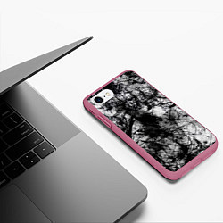 Чехол iPhone 7/8 матовый Белый камуфляж, цвет: 3D-малиновый — фото 2