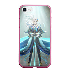 Чехол iPhone 7/8 матовый Genshin Impact Нёвиллет, цвет: 3D-малиновый