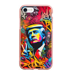 Чехол iPhone 7/8 матовый Дональд Трамп - граффити - нейросеть, цвет: 3D-светло-розовый