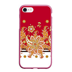 Чехол iPhone 7/8 матовый Сказочный цветочный узор, цвет: 3D-малиновый