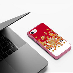 Чехол iPhone 7/8 матовый Сказочный цветочный узор, цвет: 3D-малиновый — фото 2