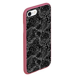 Чехол iPhone 7/8 матовый Бойцовые рыбки на волнах, цвет: 3D-малиновый — фото 2