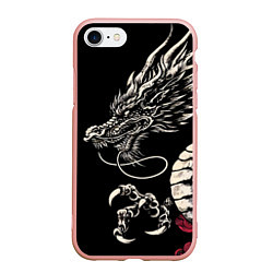 Чехол iPhone 7/8 матовый Japanese dragon - irezumi - art, цвет: 3D-светло-розовый