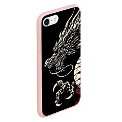 Чехол iPhone 7/8 матовый Japanese dragon - irezumi - art, цвет: 3D-светло-розовый — фото 2