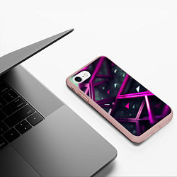 Чехол iPhone 7/8 матовый Фиолетовая абстрактная конструкция, цвет: 3D-светло-розовый — фото 2