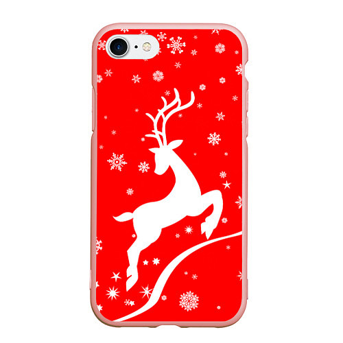 Чехол iPhone 7/8 матовый Christmas deer / 3D-Светло-розовый – фото 1