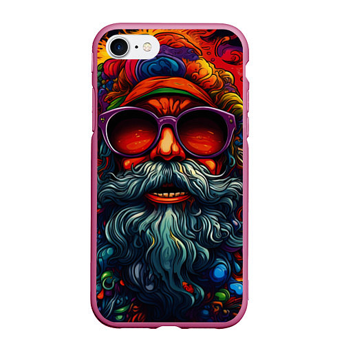 Чехол iPhone 7/8 матовый Хайповый дед Мороз / 3D-Малиновый – фото 1