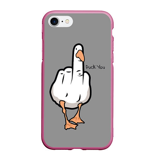 Чехол iPhone 7/8 матовый Duck you / 3D-Малиновый – фото 1