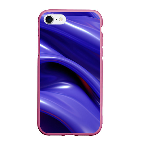 Чехол iPhone 7/8 матовый Фиолетовые абстрактные волны / 3D-Малиновый – фото 1