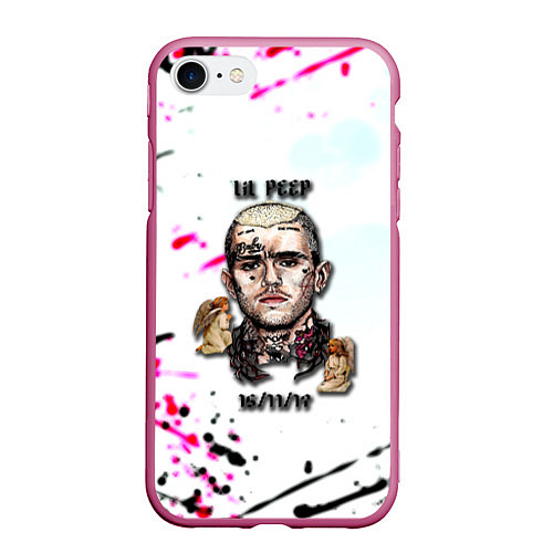 Чехол iPhone 7/8 матовый Lil peep rap band / 3D-Малиновый – фото 1