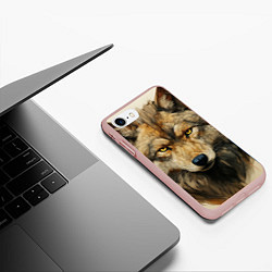 Чехол iPhone 7/8 матовый Волк в стиле диаграмм Давинчи, цвет: 3D-светло-розовый — фото 2