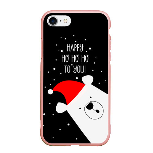 Чехол iPhone 7/8 матовый Happy ho ho ho to you / 3D-Светло-розовый – фото 1