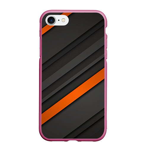 Чехол iPhone 7/8 матовый Оранжевая полоса на сером фоне / 3D-Малиновый – фото 1