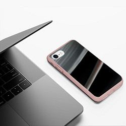 Чехол iPhone 7/8 матовый Black grey abstract, цвет: 3D-светло-розовый — фото 2