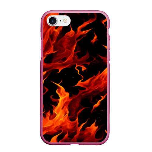 Чехол iPhone 7/8 матовый Пламя в темноте / 3D-Малиновый – фото 1