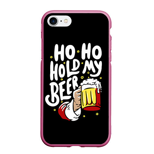Чехол iPhone 7/8 матовый Ho - ho - hold my beer / 3D-Малиновый – фото 1