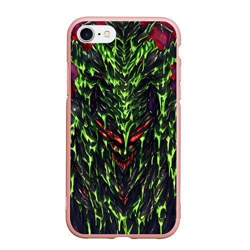 Чехол iPhone 7/8 матовый Green and red slime / 3D-Светло-розовый – фото 1