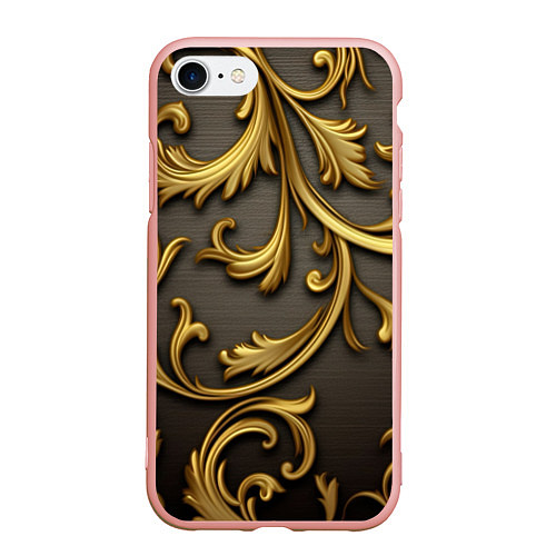 Чехол iPhone 7/8 матовый Gold abstract / 3D-Светло-розовый – фото 1