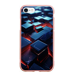 Чехол iPhone 7/8 матовый Синие плиты абстракция разлома, цвет: 3D-светло-розовый
