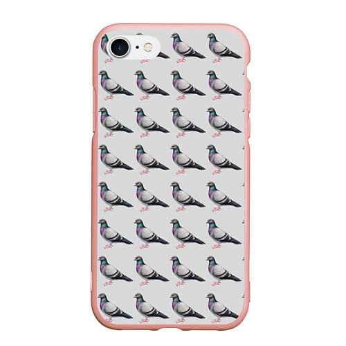 Чехол iPhone 7/8 матовый Голуби воркуют / 3D-Светло-розовый – фото 1