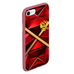 Чехол iPhone 7/8 матовый Герб России на красном абстрактном фоне, цвет: 3D-малиновый — фото 2