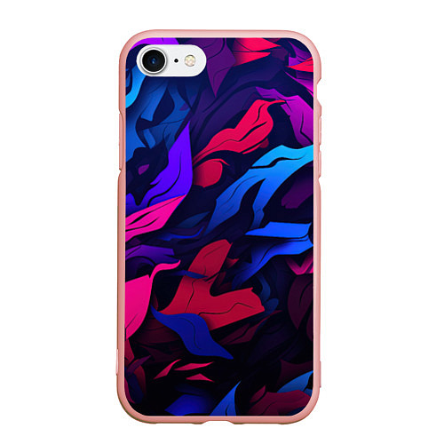 Чехол iPhone 7/8 матовый Синие и фиолетовые яркие краски / 3D-Светло-розовый – фото 1