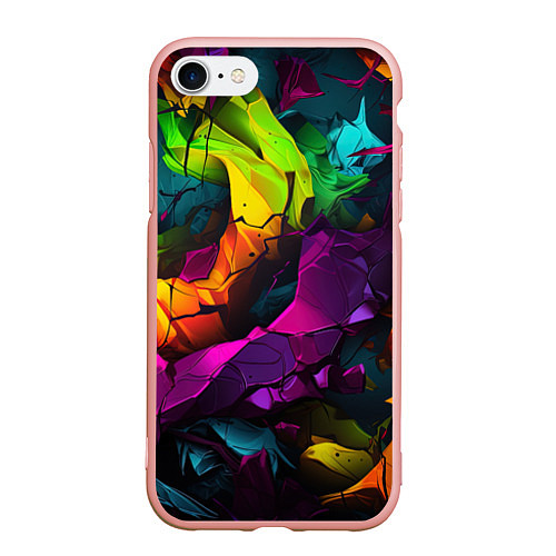 Чехол iPhone 7/8 матовый Яркие разноцветные краски / 3D-Светло-розовый – фото 1