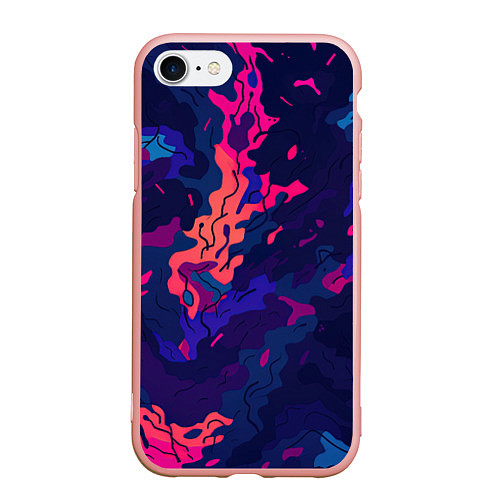 Чехол iPhone 7/8 матовый Яркая абстракция в стиле камуфляжа / 3D-Светло-розовый – фото 1