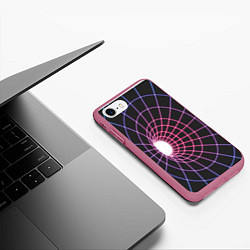 Чехол iPhone 7/8 матовый Искаженный неоновый каркас, цвет: 3D-малиновый — фото 2