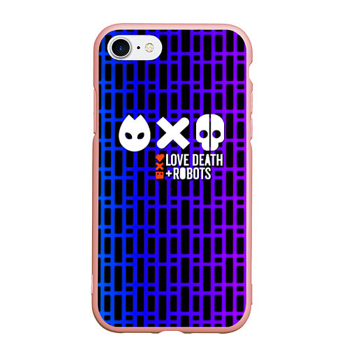 Чехол iPhone 7/8 матовый Любовь смерть и роботы неон / 3D-Светло-розовый – фото 1