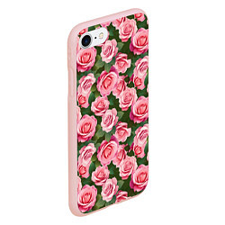 Чехол iPhone 7/8 матовый Розовые розы паттерн, цвет: 3D-светло-розовый — фото 2