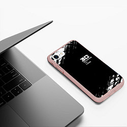 Чехол iPhone 7/8 матовый Thirty seconds to mars штрихи бенд, цвет: 3D-светло-розовый — фото 2