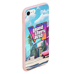 Чехол iPhone 7/8 матовый GTA 6 Vice city, цвет: 3D-светло-розовый — фото 2