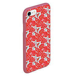 Чехол iPhone 7/8 матовый Красная гжель, цвет: 3D-малиновый — фото 2