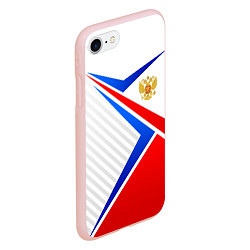Чехол iPhone 7/8 матовый Герб РФ - классические цвета флага, цвет: 3D-светло-розовый — фото 2