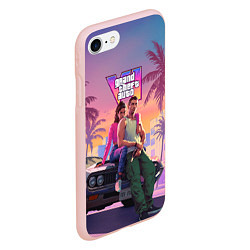 Чехол iPhone 7/8 матовый Главные герои gta 6, цвет: 3D-светло-розовый — фото 2